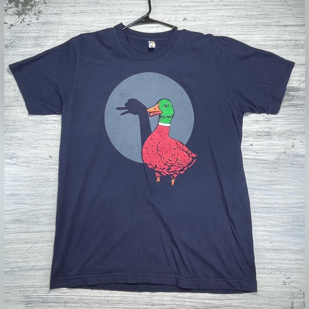 Shirt Woot Duck Tee Navy Blue Shadow Puppet Short